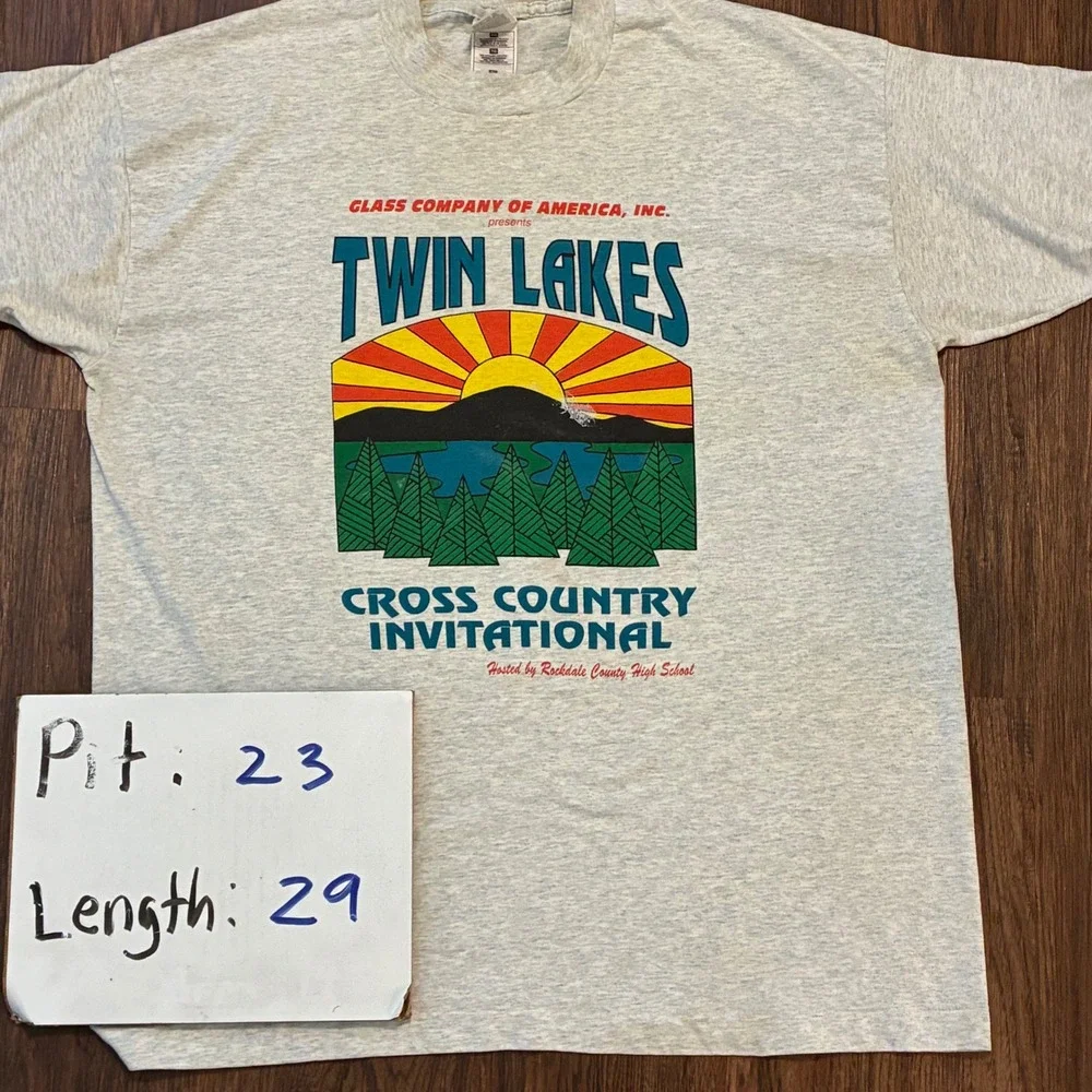 Vintage Twin Lakes Cross Country Invitational T-Shirt XL Gray Rockdale County